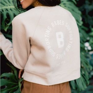 BRUNETTE THE LABEL - BABES SUPPORTING BABES CROPPED CREWNECK IN BLACK